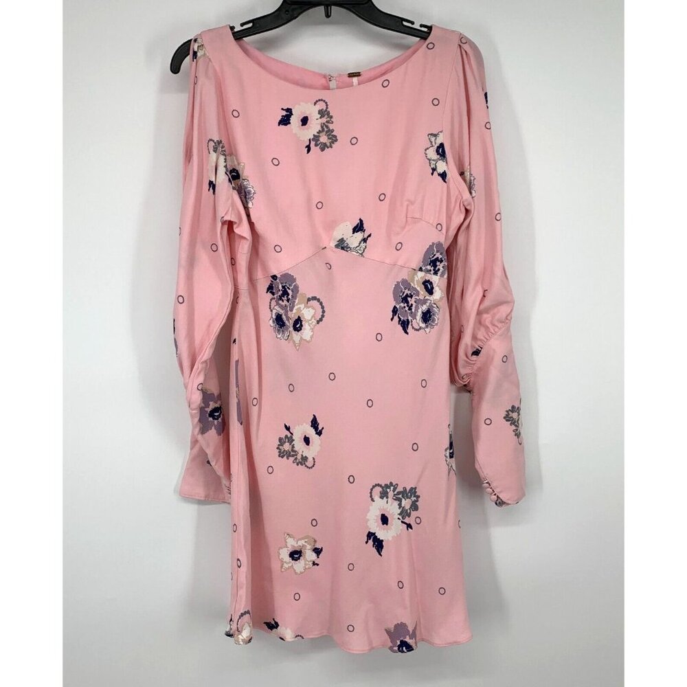 Free People Dress Sunshadows Mini Pink Floral Long Sleeve NWT - Picture 4 of 16